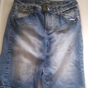 Zco Women's Denim Distressed Shorts Sequin Size 12